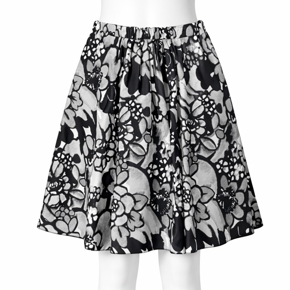 Moschino Cheap and Chic Skirt Women IT 42 Black White‎ Floral Pockets Made Italy